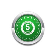 5 Years Warranty Green Vector Icon Button
