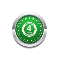 4 Years Warranty Green Vector Icon Button