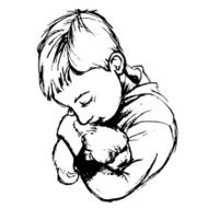Boy holding puppy