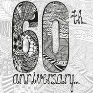 Template emblem 60th anniversary with zentangle pattern