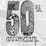 Template emblem 50th anniversary with zentangle pattern