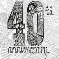 Template emblem 40th anniversary with zentangle pattern