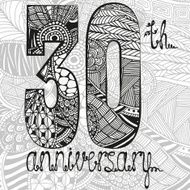 Template emblem 30th anniversary with zentangle pattern