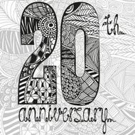 Template emblem 20th anniversary with zentangle pattern