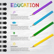 Education infographics design with crayon and paper