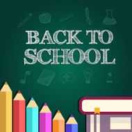 Back to school poster with text on chalkboard