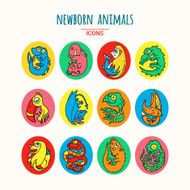 Cartoon baby animals Vector icons