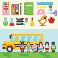 Back to school Children with bus