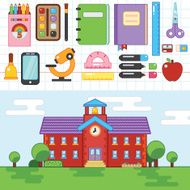 Education School University Flat illustration esp10