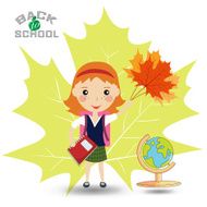 Back to school design schoolgirl with book and globe