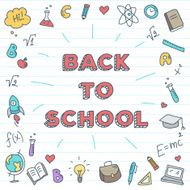 Vector back to school illustration Bright study poster with doodle