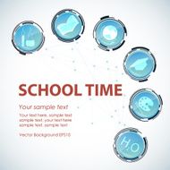 School time background Glass technological button icons with sc
