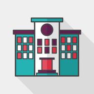 Building school flat icon with long shadow eps10 N17