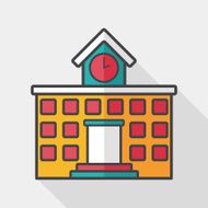 Building school flat icon with long shadow eps10 N18