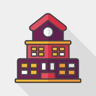 Building school flat icon with long shadow eps10 N19