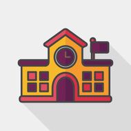 Building school flat icon with long shadow eps10 N20