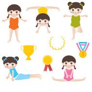 Little gymnasts exercising