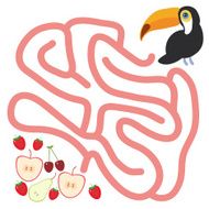 Toucan apple pear strawberry cherry labyrinth game for Preschool Children