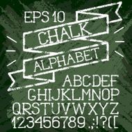 Chalk alphabet with ribbon on green class-board