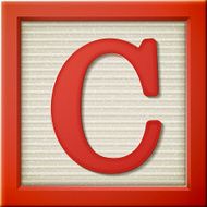 3d red letter block C