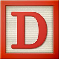 3d red letter block D