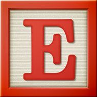 3d red letter block E