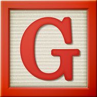 3d red letter block G