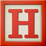 3d red letter block H