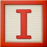 3d red letter block I