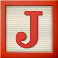 3d red letter block J