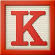 3d red letter block K