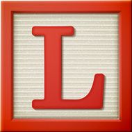 3d red letter block L