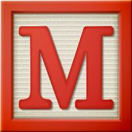 3d red letter block M