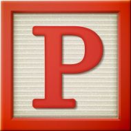 3d red letter block P