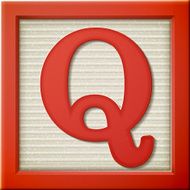 3d red letter block Q