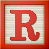 3d red letter block R