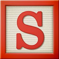 3d red letter block S