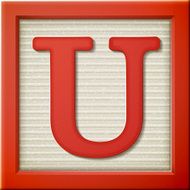 3d red letter block U