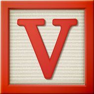 3d red letter block V