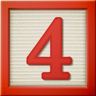 3d red number block 4