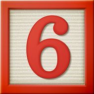 3d red number block 6