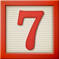 3d red number block 7