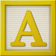 3d yellow letter block A