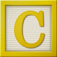 3d yellow letter block C