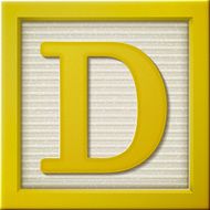 3d yellow letter block D