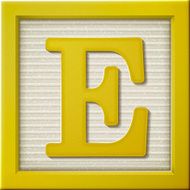 3d yellow letter block E