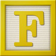 3d yellow letter block F