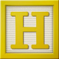 3d yellow letter block H