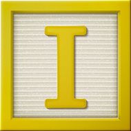 3d yellow letter block I