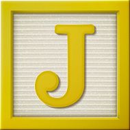 3d yellow letter block J